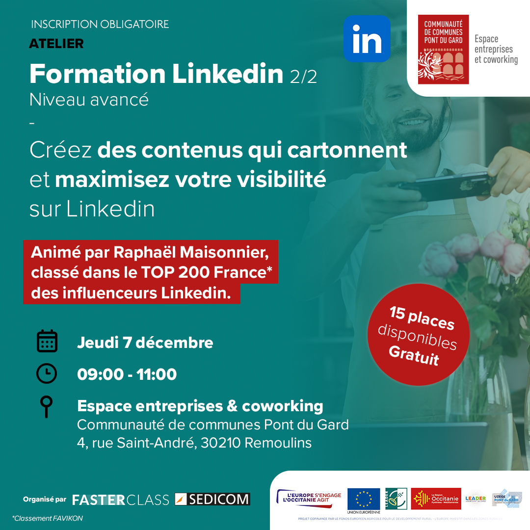 atelier Linkedin coworking pont du gard